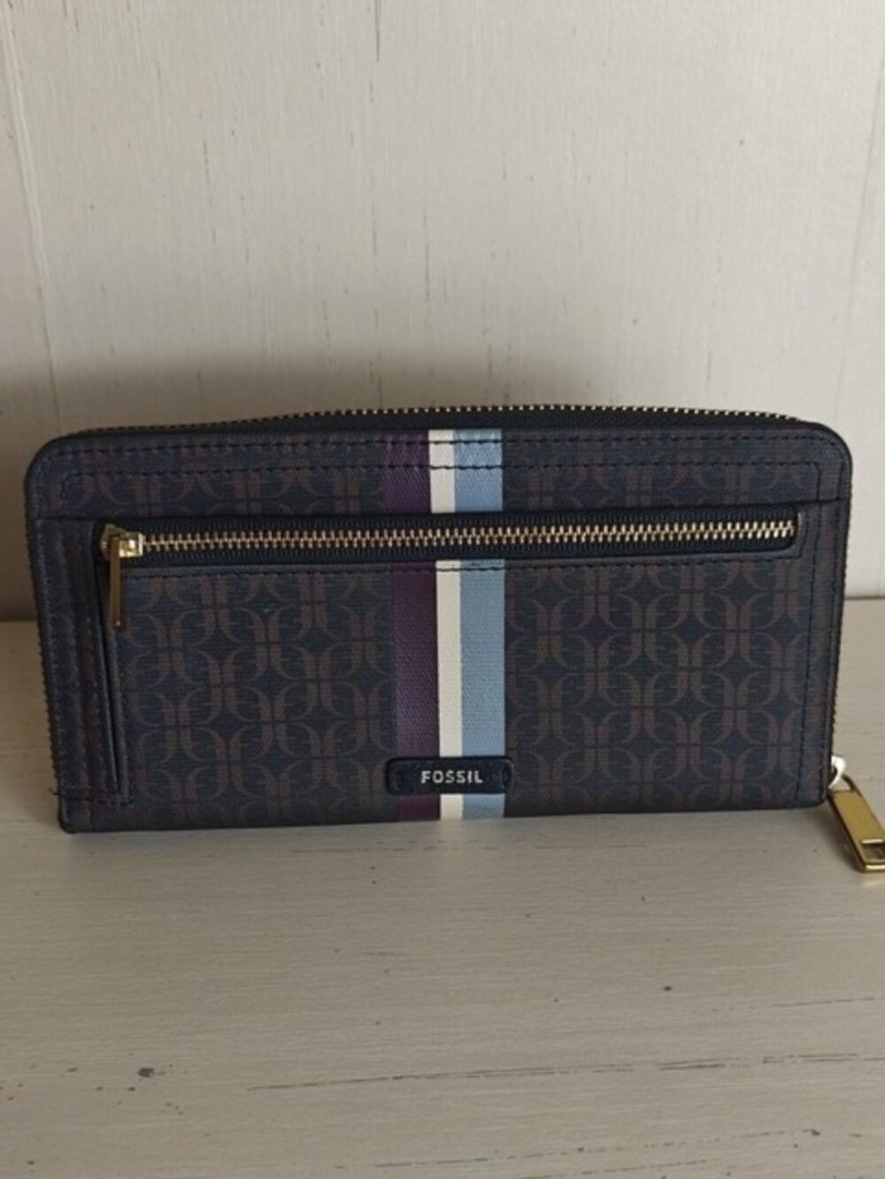 Fossil Logan Stripe Zip Around Wallet